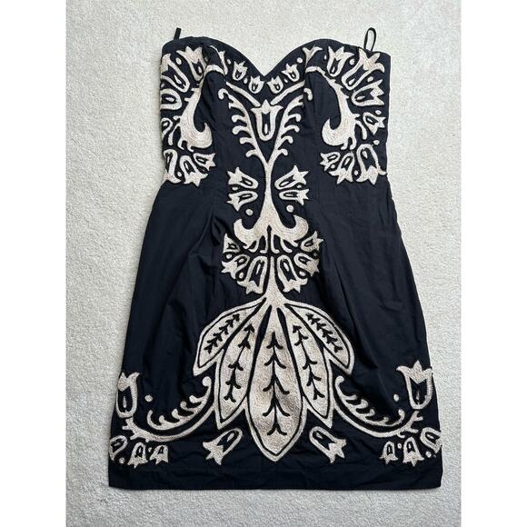 French Connection: UK Delicious Demask Dress Black Beaded Strapless Mini Dress - Picture 4 of 15